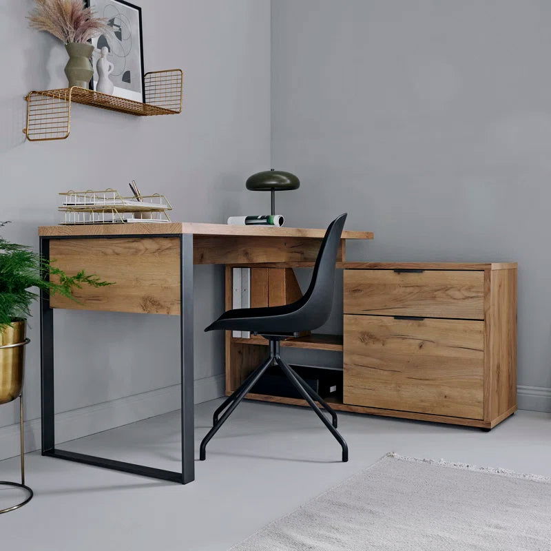 FURNISHIAA Solid Acacia Wood L Shaped Study Table - Furnishiaa -  -